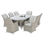 Maze Rattan Oxford 8 Seat Oval Dining Set with Ice Bucket and Venice Chairs Grey