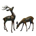 Dark Verdigris Small Deer Pair Brown