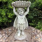Tinted Stone Effect Flower Fairy Birdbath White