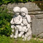 Antique Stone Effect Jack and Jill Sitting White