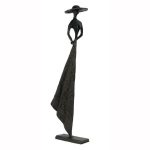 Mocha Summer Hat Girl Iron Figurine Brown