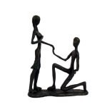 Mocha Marriage Proposal Iron Figurine Brown