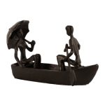 Mocha Romantic Boat Trip Iron Figurine Brown