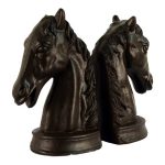 Mocha Horse Head Iron Book Ends Bronze