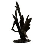Mocha Bird In Reeds Iron Ornament Brown