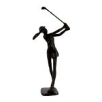 Mocha Golfer Lady Iron Figurine Brown