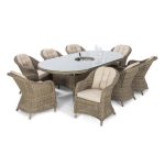 Maze Rattan Winchester 8 Seat Oval Dining Set Brown