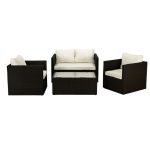 Cannes Deluxe 4 Seat Black Sofa Set Cream