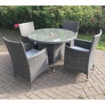 Royal Craft Marlow 4 Seater Round Dining Set Grey