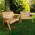 Charles Taylor Wooden Angled Twin Bench Set Natural