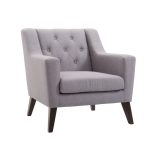 Charley Modern Button Back Chair – Light Grey Light Grey