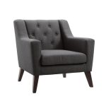 Charley Modern Button Back Chair – Dark Grey Dark Grey