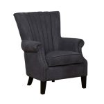 Lottie Pleated Wingback Chair – Grey Grey