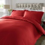 Xquisite Home Sateen Red Stripe 300 Thread Count Cotton Duvet Cover and Pillowcase Set Red