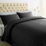 Xquisite Home Luxury 250 Thread Count Cotton Stripe Black Duvet Cover and Pillowcase Set Black