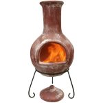 Colima Extra Large Red Chiminea with Lid and Stand Red