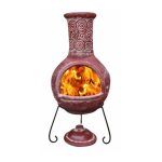 Gardeco Espiral Mexican Clay Extra Large Rustic Red Chiminea Red