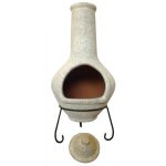 Gardeco Tibor Jumbo Mexican Chiminea in Mottled Pale Grey with Stand and Lid Grey