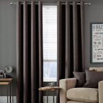 Vermont Brown Eyelet Curtains Brown