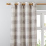 Fyfe Check Natural Eyelet Curtains Grey