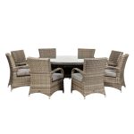 Dallas Round 8 Seater Grey Dining Set Grey