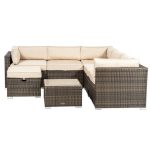 Royal Craft Dallas Brown Rattan Corner Sofa Set Brown