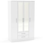Lynx White 4 Door 2 Drawer Mirrored Wardrobe White
