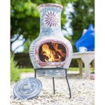 La Hacienda Swirl Clay Chiminea Blue/Red