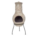La Hacienda Star Flower Medium Clay Chiminea Beige