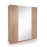 Holborn 4 Door Mirror Wardrobe Natural
