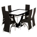Henley 6 Seater Glass Dining Set Black