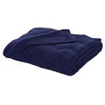 Bianca Cotton Soft Knit Navy Throw Blue