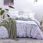 Bianca Cotton Leaf Print Green 100% Cotton Duvet Cover and Pillowcase Set Grey