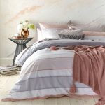 Bianca Cotton Blush Stripe Pink and Grey 100% Cotton Duvet Cover and Pillowcase Set Pink/White/Grey