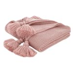 Bianca Cotton Tassle Knit Blush Throw Blush