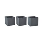 Set of 3 Grey Foldable Storage Boxes Grey