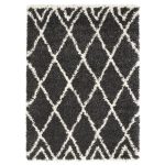 Luxury Shaggy Diamond Rug Black/Grey
