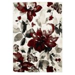 Watercolour Floral Rug Natural/Red