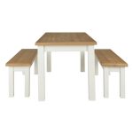 Compton Ivory Dining Table and Bench Set Ivory