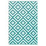 Ankara Turquoise and Light Cream Rug Blue