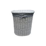 Blue Stripe Large Laundry Basket White