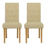 Fleur Fabric Pair of Dining Chairs – Biscuit