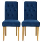 Fleur Velvet Pair of Dining Chairs – Royal Blue Royal Navy Blue