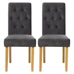 Fleur Velvet Pair of Dining Chairs – Steel Steel Grey