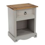 Corona 1 Drawer Grey Bedside Cabinet Grey