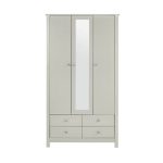 Florence Wooden 3 Door Grey Mirrored Wardrobe Grey