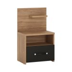 Monaco 1 Drawer Right Hand Bedside Table with Open Shelf Natural