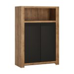Havana 2 Door Black Cupboard with Open Shelf Black