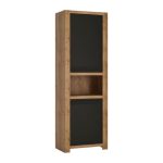 Havana Tall 2 Door Black Cupboard with Open Shelf Black
