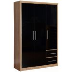 Seville 3 Door 2 Drawer Black Wardrobe Black